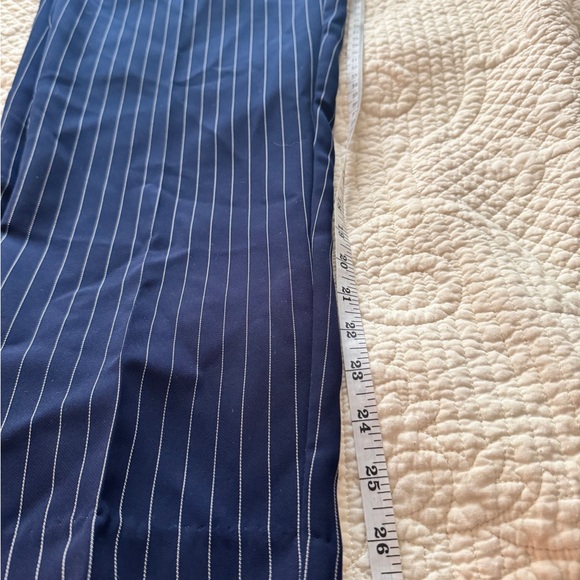 Chico's Blue + White Pinstrip Classic Straight-Leg Cut Trousers - Picture 10 of 15